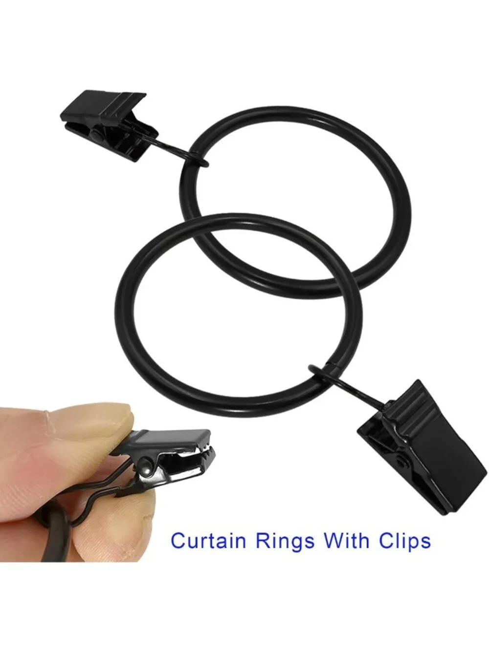 40 Pack Black Metal Curtain Clip Rings - 1.5